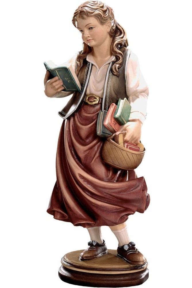 Studentin Mädchen mit Büchern Statue aus Holz