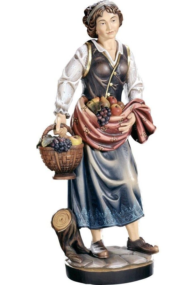 Obstträgerin Bäuerin Statue aus Holz