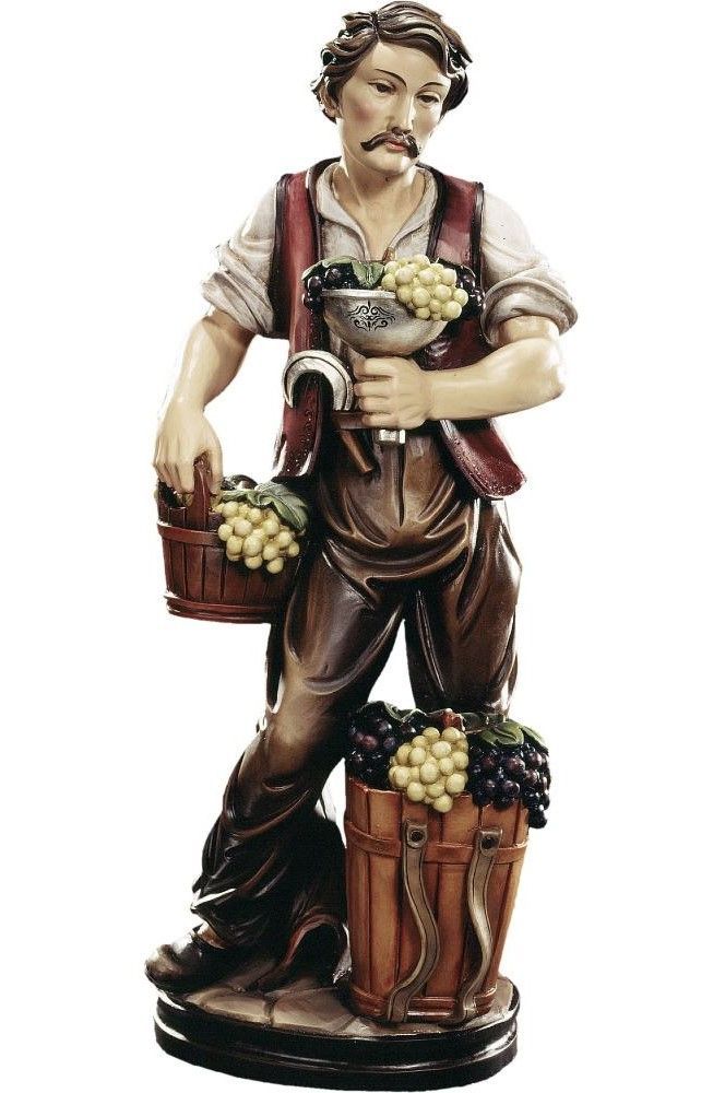 Winzer mit Trauben Statue aus Holz