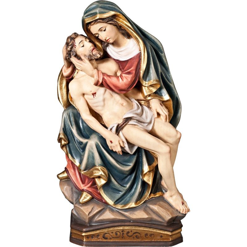 Pietà : Marie tenant le corps de Jésus, statue en bois