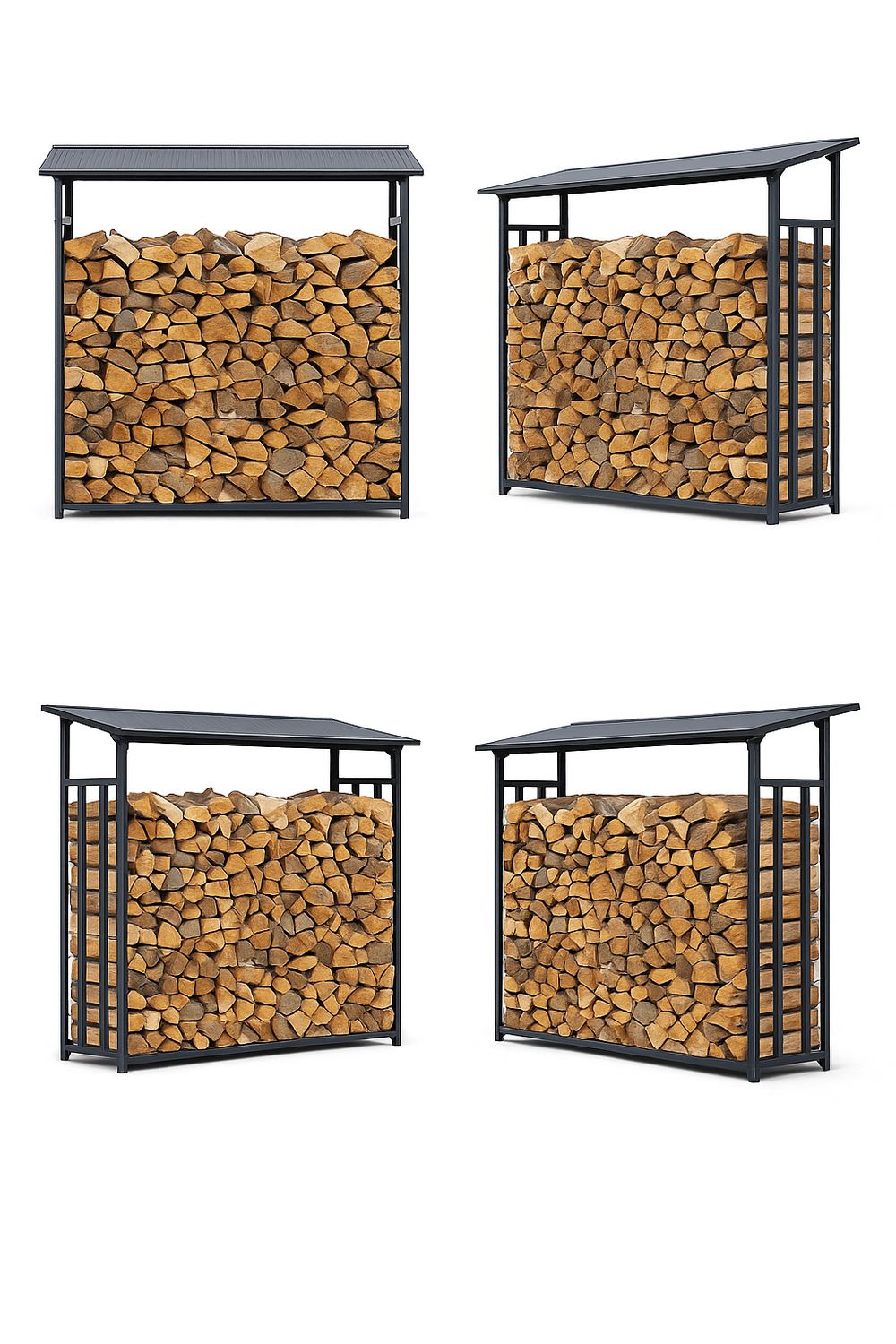 Metall Kaminholzregal Anthrazit XXL 185 x 70 x 175/194 cm