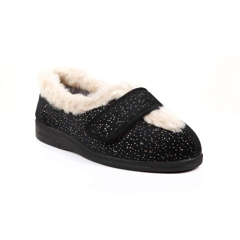 Sandpiper Sadie Black Sparkle Ladies Slippers