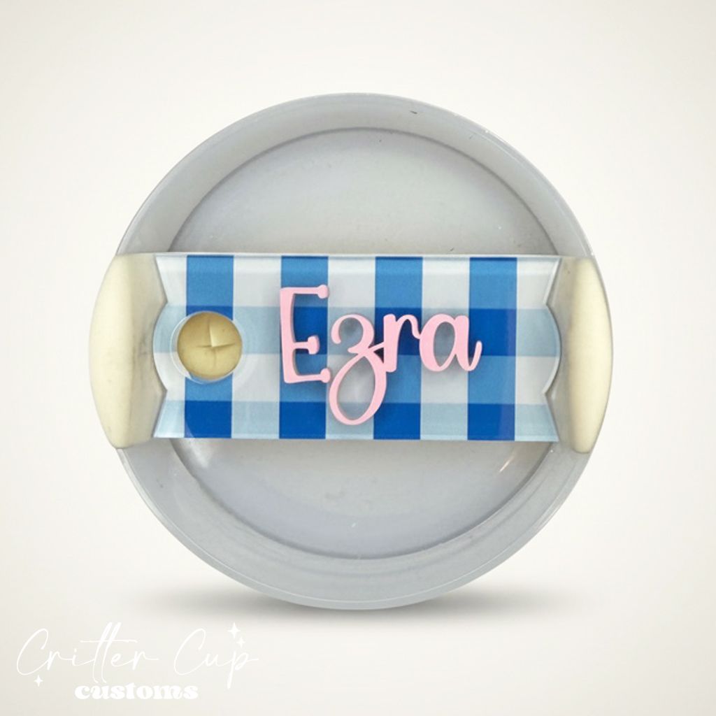 Blue and White Gingham, Custom Plaid Stanley Topper