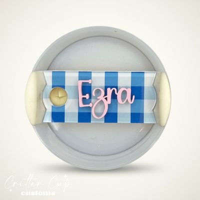 Blue and White Gingham, Custom Plaid Stanley Topper