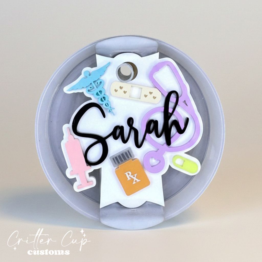 Personalized Nurse Stanley Name Plate, Custom Nursing Stanley Topper