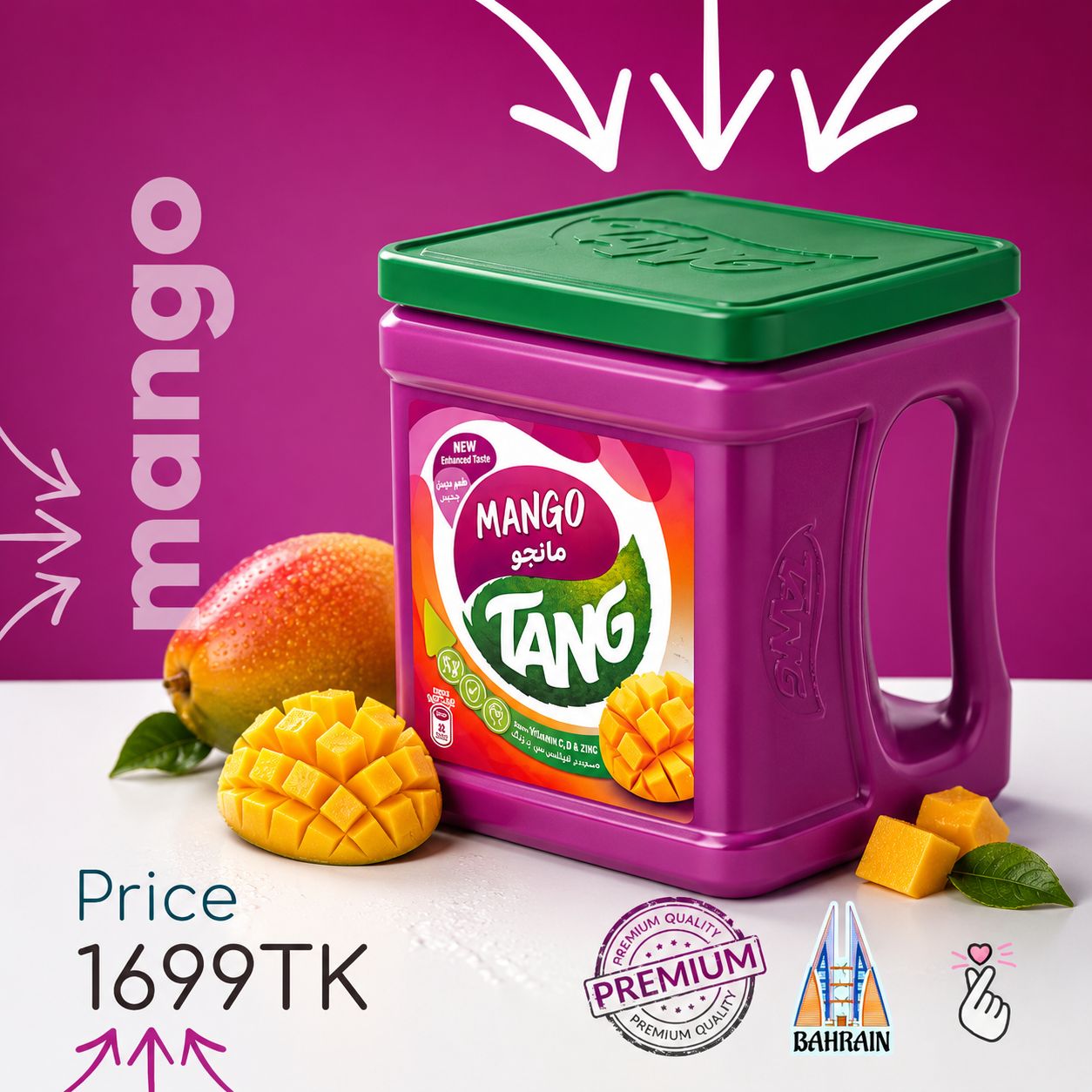 2 Kg Tub - Bahrain TANG Mango (Expiry: 17/03/27)