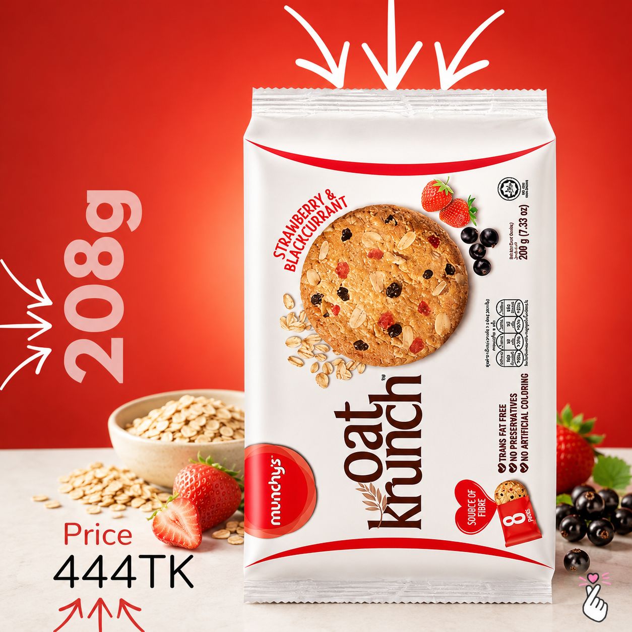 Oat Crunch 208g - 8 sachets - Malaysia - STRAWBERRY &amp; BLACKCURRANT