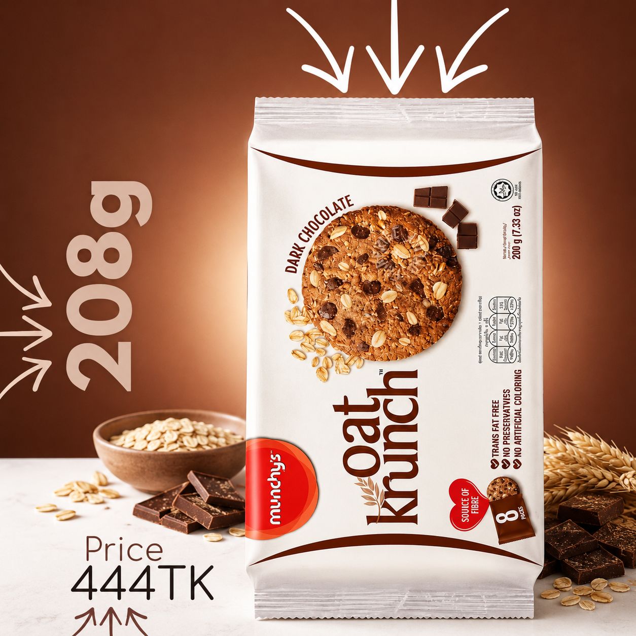 Oat Crunch 208g - 8 sachets - Malaysia - DARK CHOCOLATE