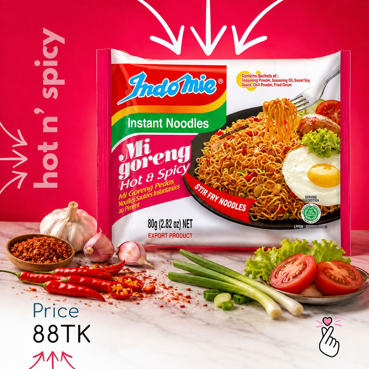 Indomie Hot n' Spicy (Expiry: 3rdOct 26)