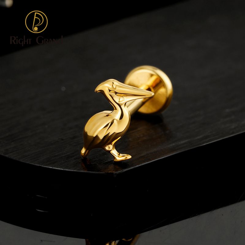 Right Grand ASTM F136 Titanium Internal Thread Pelican Labret Ring 16G Flat Back Cartilage Stud Earring Conch Helix Lip Piercing Jewelry