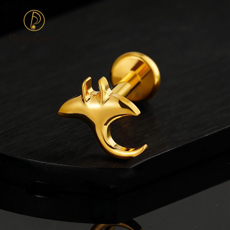 Right Grand ASTM F136 Titanium Internal Thread Manta Labret Ring 16G Flat Back Cartilage Stud Earring Conch Helix Lip Piercing Jewelry