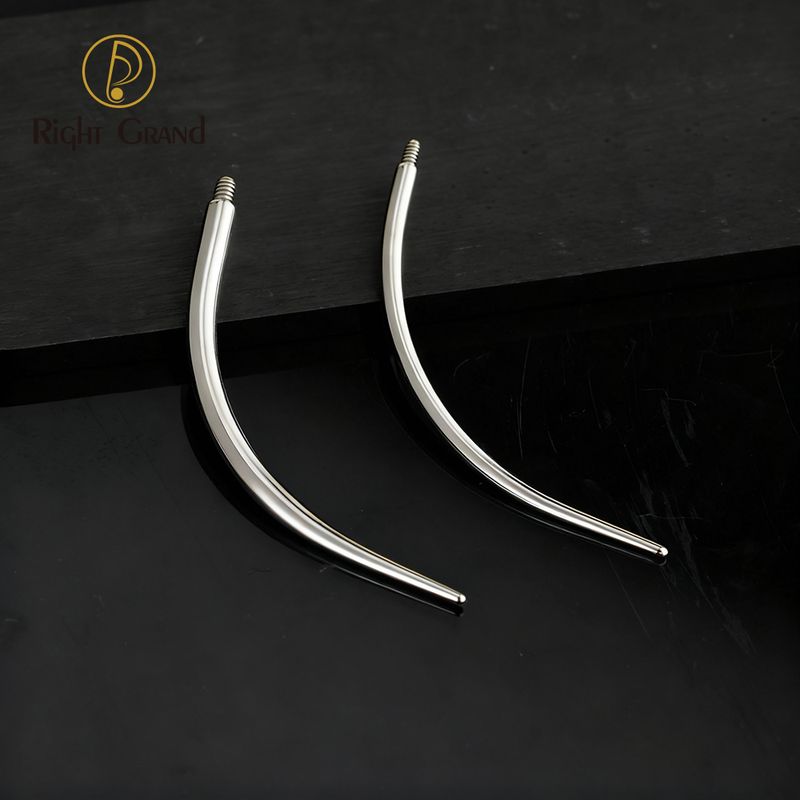 Right Grand ASTM F136 Titanium Internal Thread Labret Self Curved Barbell Piercing Taper Guide Needle Tool for 14/16G Back Post
