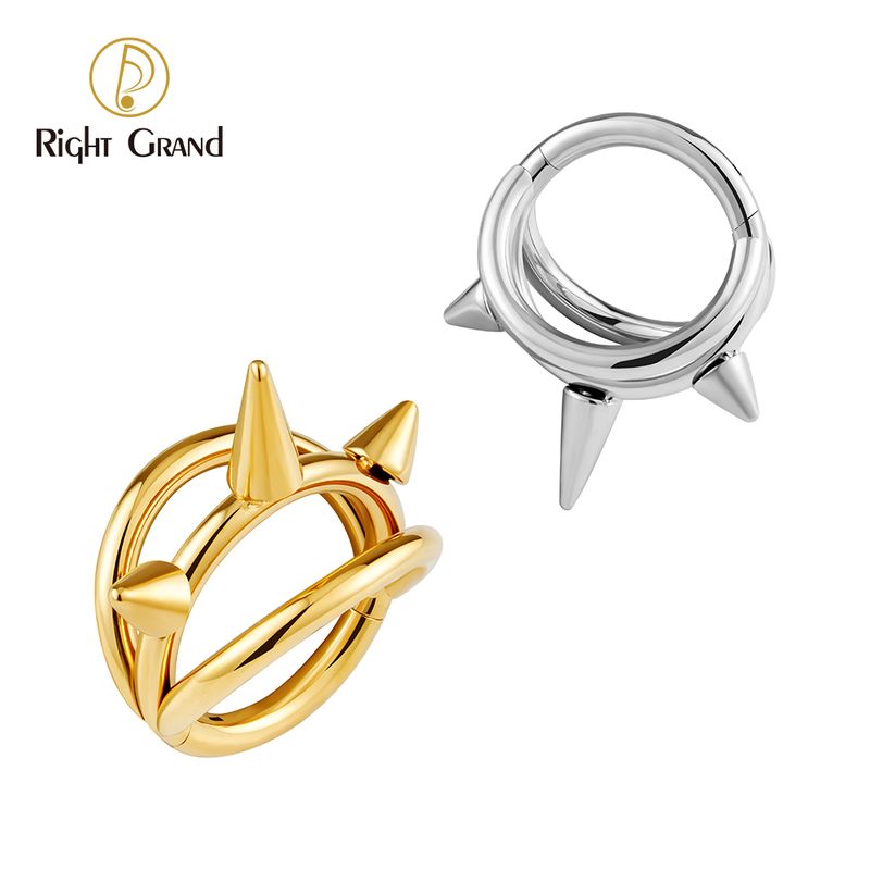 Right Grand ASTM F136 Titanium 16G Taper Cone Three Layers Hinged Clicker Segment Hoop Ring Daith Earring Septem Nose Piercing