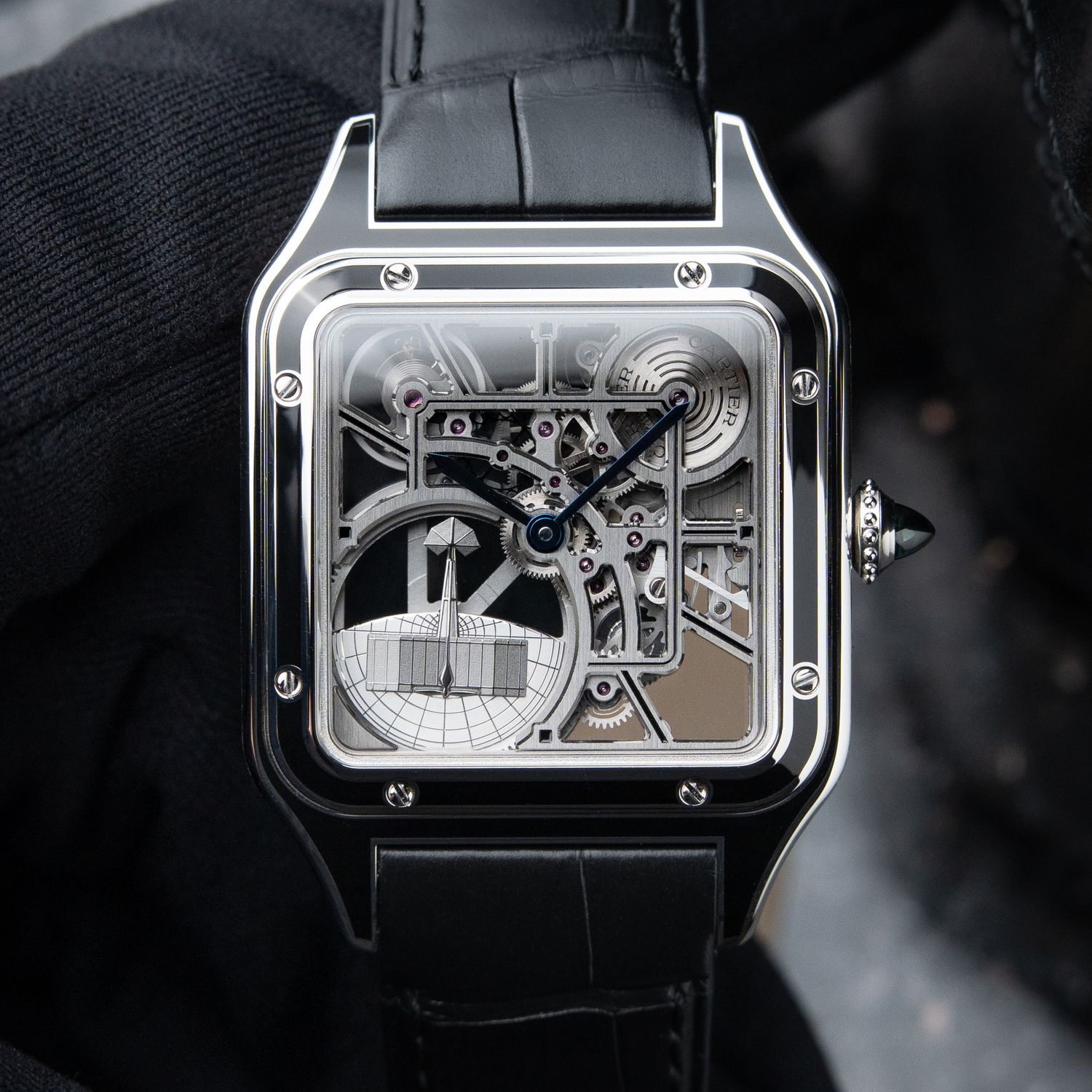 Cartier Santos Dumont Skeleton Large 2026 RARE Micro-Rotor Black Lacquer Cartier Santos Dumont Skeleton Large 2026 RARE Micro-Rotor Black Lacquer