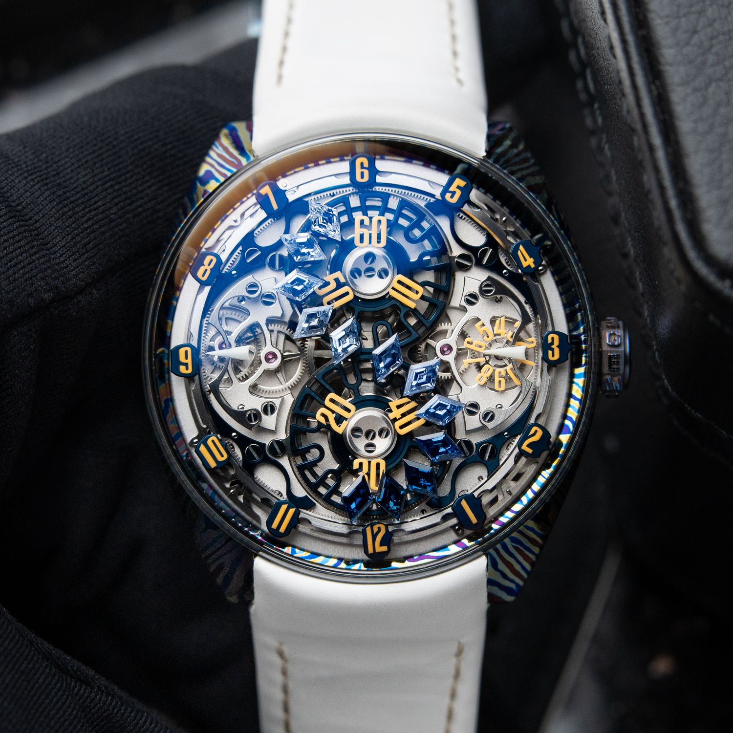Genus GNS1.2 Gems ULTRA RARE Damascene Titanium STRAPS Leather Openworked Genus GNS1.2 Gems ULTRA RARE Damascene Titanium STRAPS Leather Openworked
