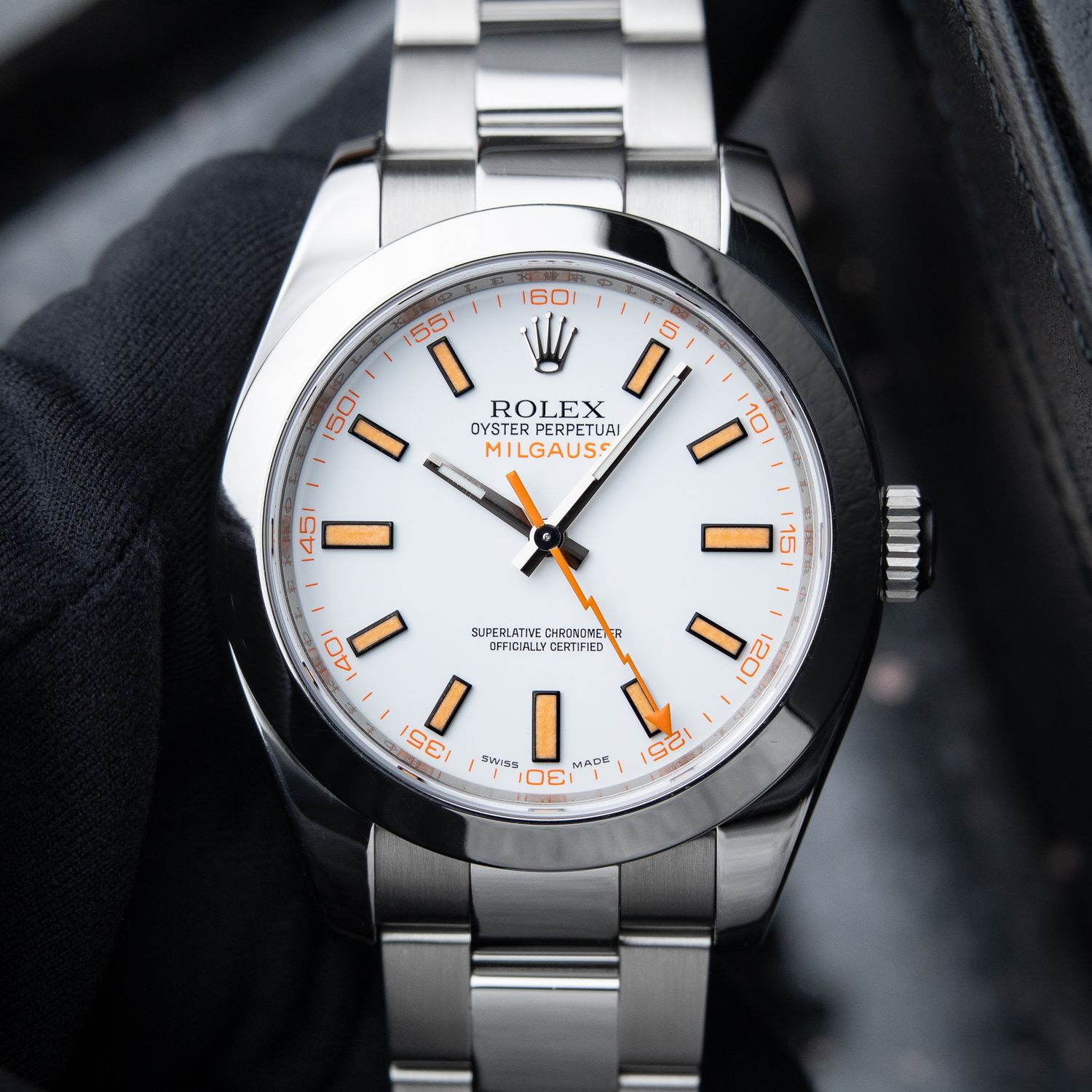 Rolex Milgauss Oyster Perpetual 40mm White Dial SERVICED Steel Bracelet Rolex Milgauss Oyster Perpetual 40mm White Dial SERVICED Steel Bracelet