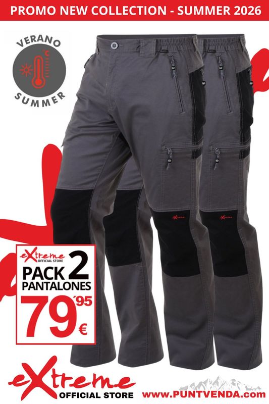 Pack 2 Pantalones Trekking - Laboral EXTREME algodon - elastan Primavera-verano - Gris -2026
