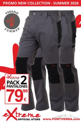 Pack 2 Pantalones Trekking - Laboral EXTREME algodon - elastan Primavera-verano - Gris -2026