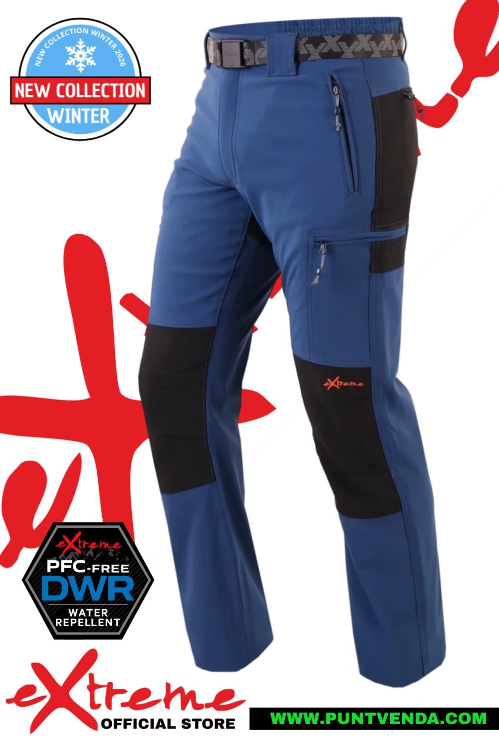 Pantalón Trekking Extreme - Madeira Azul-negro- waterproof - Invierno - Afelpado Pantalón Trekking Extreme - Madeira Azul-negro- waterproof - Invierno - Afelpado