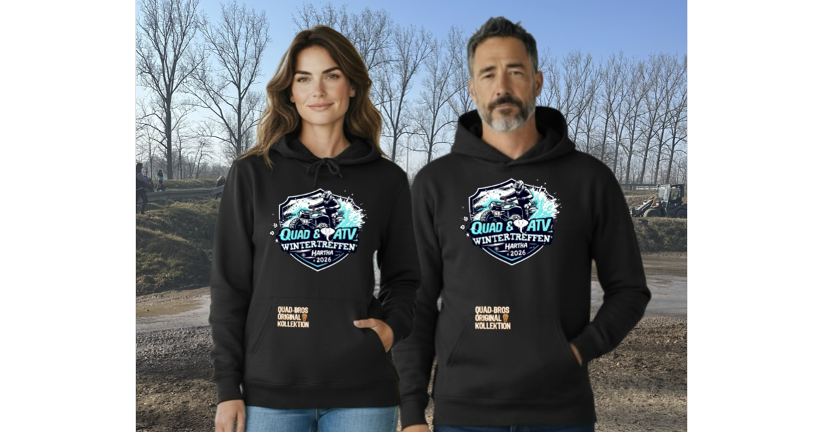 Quad-Bros Hoodie "Hartha 2026" schwarz mit Print auf der Brust  Passform unisex