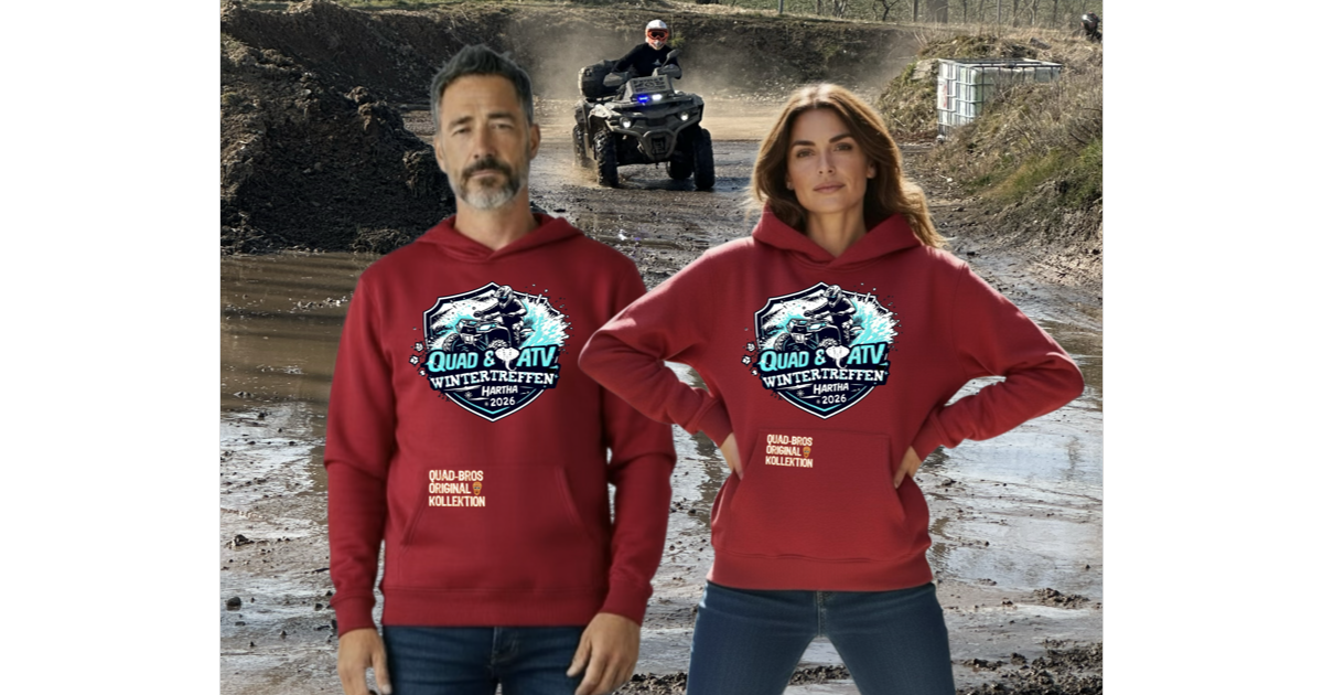 Quad-Bros Hoodie "Hartha 2026" weinrot mit Print auf der Brust  Passform unisex