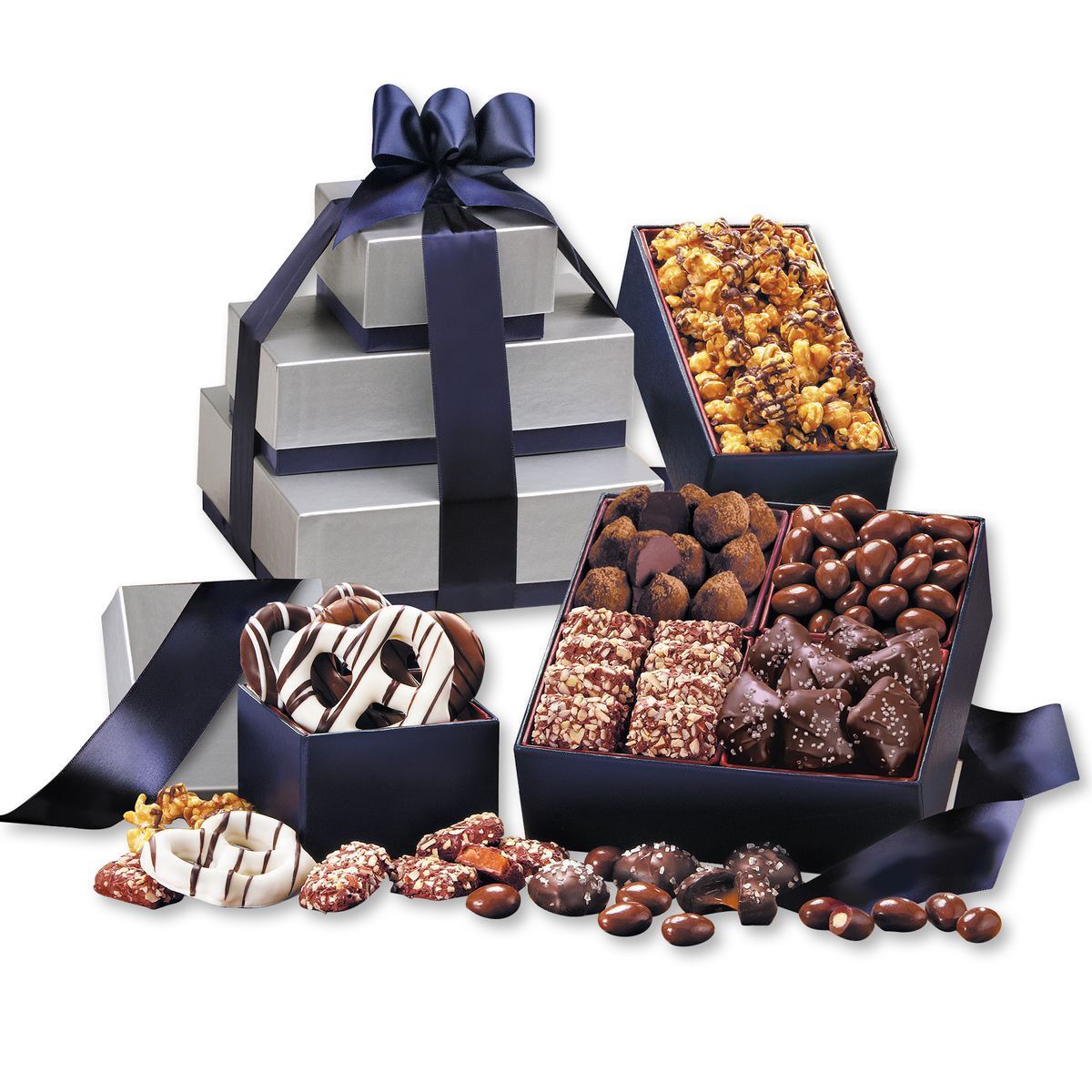 Silver & Navy Tower of Sweets Silver & Navy Tower of Sweets