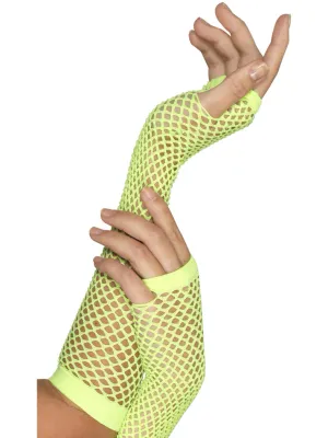 Fishnet Gloves, Neon Green - Long * Fishnet Gloves, Neon Green - Long *