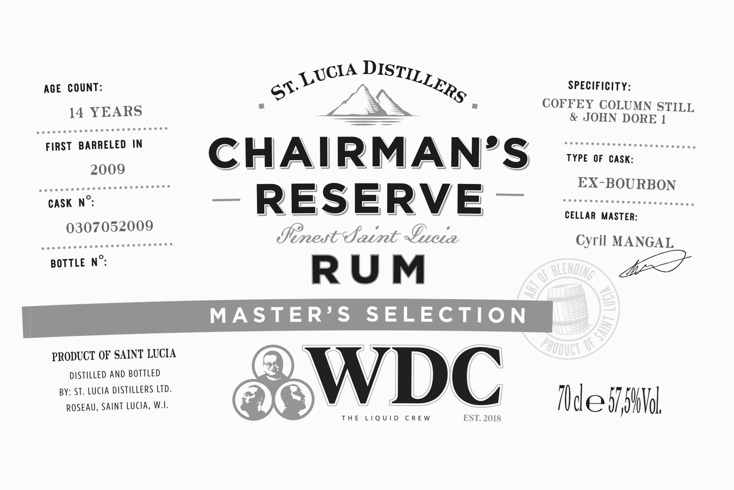 WDC St. Lucia - 2009 - 14 Jahre - Ex-Bourbon Barrel - 57,5%