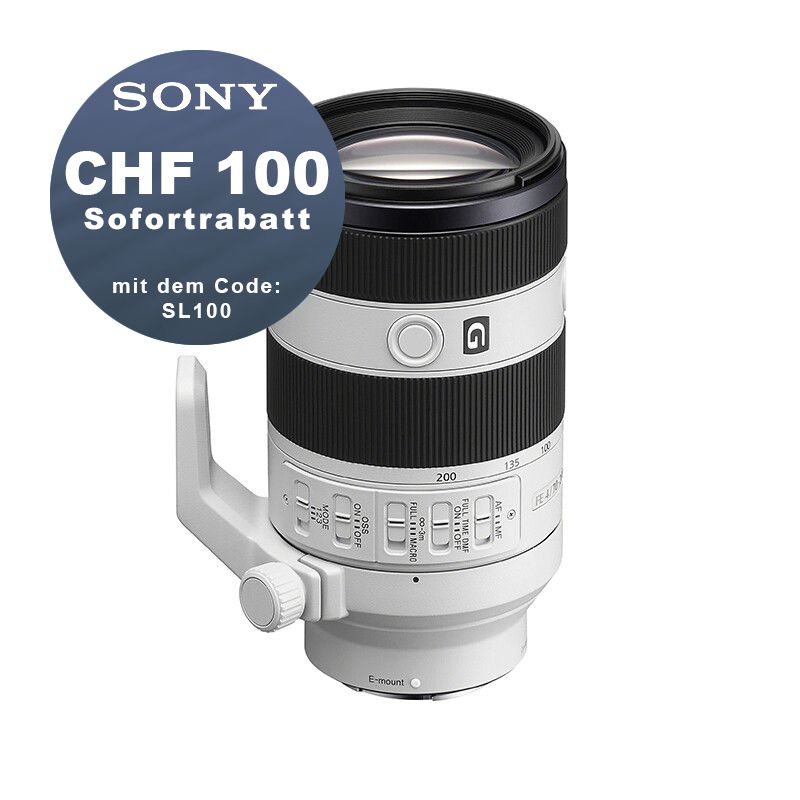 Sony FE 70-200mm 4.0 Macro G OSS II - ''4 Jahre Garantie'' - CHF 100 Sofortrabatt mit Code SL100 Sony FE 70-200mm 4.0 Macro G OSS II - ''4 Jahre Garantie'' - CHF 100 Sofortrabatt mit Code SL100
