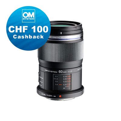 OM System M.Zuiko 60mm 2.8 Macro ED - CHF 100 Cashback OM System M.Zuiko 60mm 2.8 Macro ED - CHF 100 Cashback