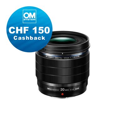 OM System M.Zuiko 20mm 1.4 Pro - CHF 150 Cashback OM System M.Zuiko 20mm 1.4 Pro - CHF 150 Cashback