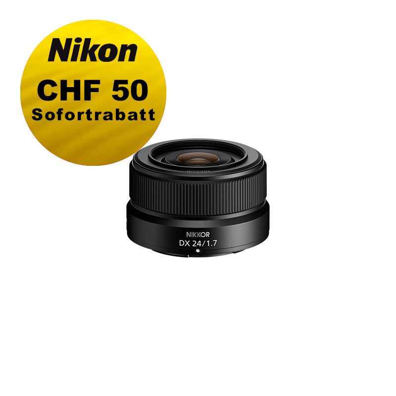Nikon Z 24mm 1.7 DX - ''Swiss Garantie'' - inkl. CHF 50 Sofortrabatt Nikon Z 24mm 1.7 DX - ''Swiss Garantie'' - inkl. CHF 50 Sofortrabatt