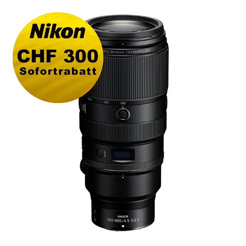 Nikon Z 100-400mm 4.5-5.6 S VR - ''Swiss Garantie'' - inkl. CHF 300 Sofortrabatt Nikon Z 100-400mm 4.5-5.6 S VR - ''Swiss Garantie'' - inkl. CHF 300 Sofortrabatt