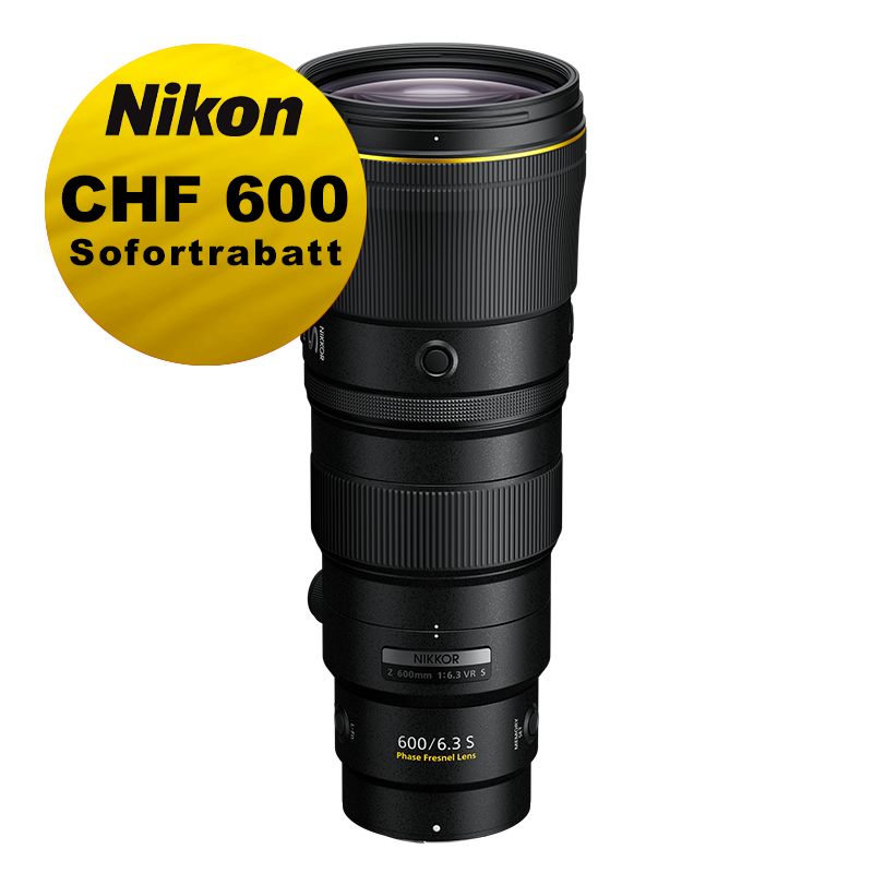 Nikon Z 600mm 6.3 VR S - ''Swiss Garantie'' - inkl. CHF 600 Sofortrabatt Nikon Z 600mm 6.3 VR S - ''Swiss Garantie'' - inkl. CHF 600 Sofortrabatt