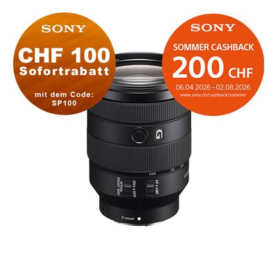 Sony FE 24-105mm 4.0 G OSS - ''4 Jahre Garantie'' - CHF 100 Sofortrabatt mit Code SP100 + CHF 200 Cashback Sony FE 24-105mm 4.0 G OSS - ''4 Jahre Garantie'' - CHF 100 Sofortrabatt mit Code SP100 + CHF 200 Cashback