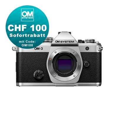 OM System OM-3 Gehäuse (silver) - CHF 100.- Rabatt mit Code: OM100