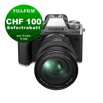 Fujifilm X-T5 Kit mit 16-80mm 4.0 (silver) - ''Swiss Garantie'' - CHF 100 Rabatt mit Code F100 Fujifilm X-T5 Kit mit 16-80mm 4.0 (silver) - ''Swiss Garantie'' - CHF 100 Rabatt mit Code F100