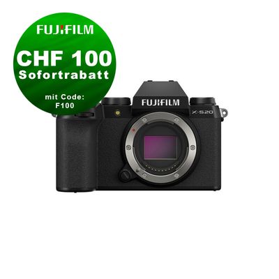 Fujifilm X-S20 Gehäuse - ''Swiss Garantie'' - CHF 100 Rabatt mit Code F100 Fujifilm X-S20 Gehäuse - ''Swiss Garantie'' - CHF 100 Rabatt mit Code F100