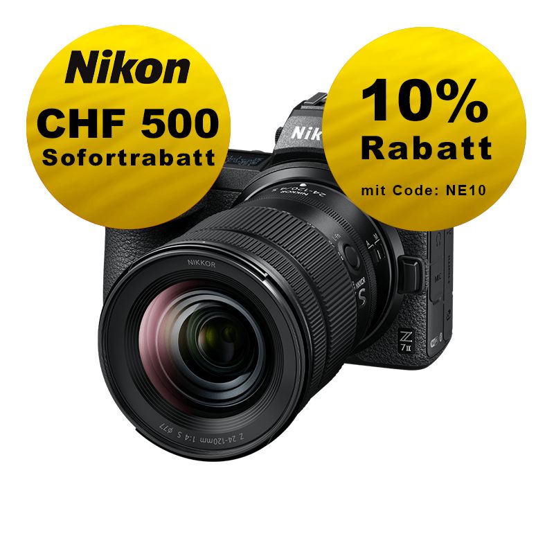 Nikon Z7 II Kit mit 24-120mm 4.0 - ''Swiss Garantie'' - inkl. CHF 500 Sofortrabatt Nikon Z7 II Kit mit 24-120mm 4.0 - ''Swiss Garantie'' - inkl. CHF 500 Sofortrabatt