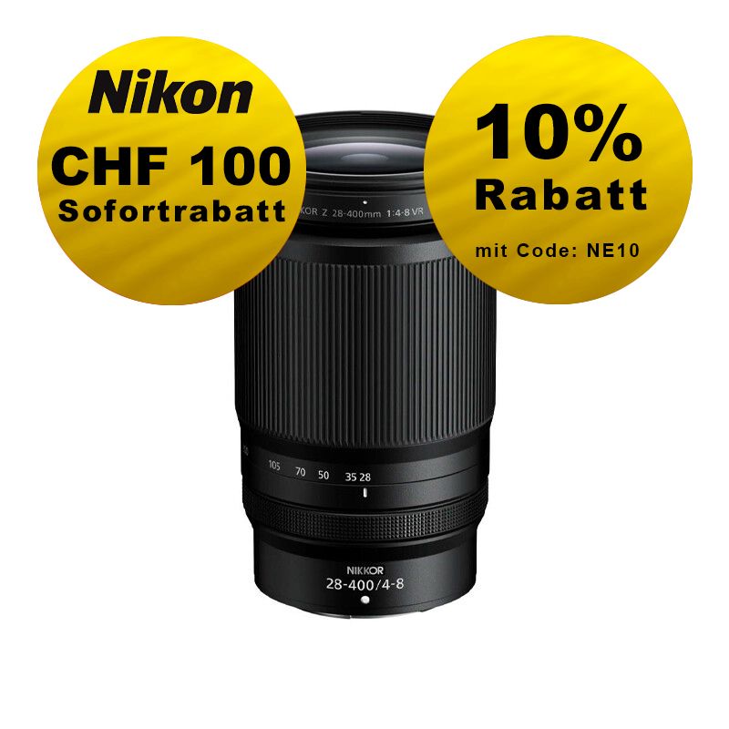 Nikon Z 28-400mm 4-8 VR - ''Swiss Garantie'' - inkl. CHF 100 Sofortrabatt Nikon Z 28-400mm 4-8 VR - ''Swiss Garantie'' - inkl. CHF 100 Sofortrabatt