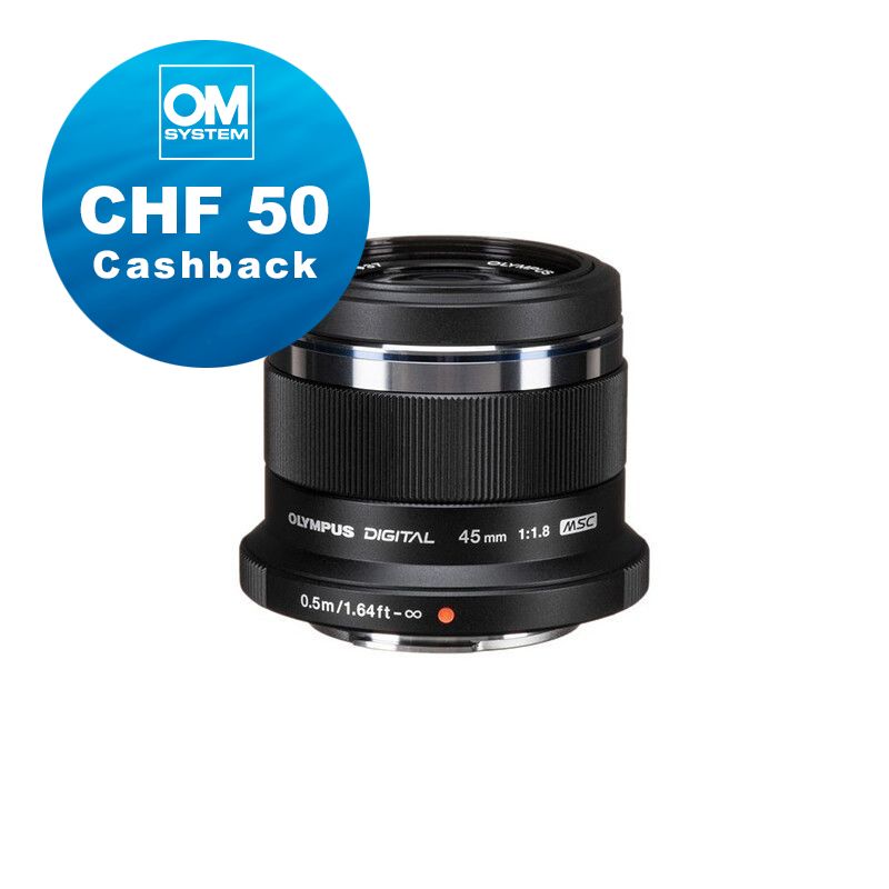 Olympus M.Zuiko 45mm 1.8 (black) - CHF 50 Cashback + 5 Jahres Garantie Olympus M.Zuiko 45mm 1.8 (black) - CHF 50 Cashback + 5 Jahres Garantie