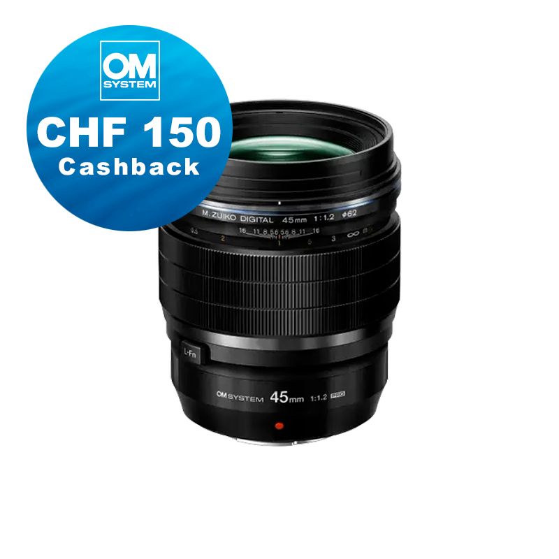 OM System M.Zuiko 45mm 1.2 Pro - CHF 150 Cashback + 5 Jahres Garantie