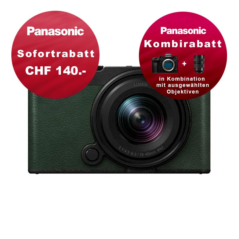Panasonic S9 Kit mit 18-40mm 4.5-6.3 Dark Olive - inkl. CHF 140 Sofortrabatt & Kombirabatt Panasonic S9 Kit mit 18-40mm 4.5-6.3 Dark Olive - inkl. CHF 140 Sofortrabatt & Kombirabatt