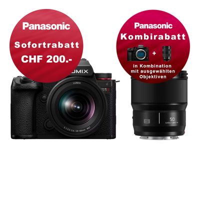 Panasonic S5 Mark II Kit 20-60mm + 50mm 1.8 - inkl. CHF 200 Sofortrabatt & Kombirabatt Panasonic S5 Mark II Kit 20-60mm + 50mm 1.8 - inkl. CHF 200 Sofortrabatt & Kombirabatt