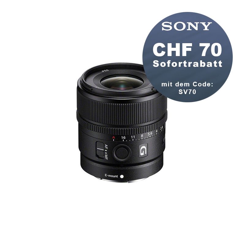 Sony E 15mm 1.4 G - CHF 70 Rabatt mit Code SV70