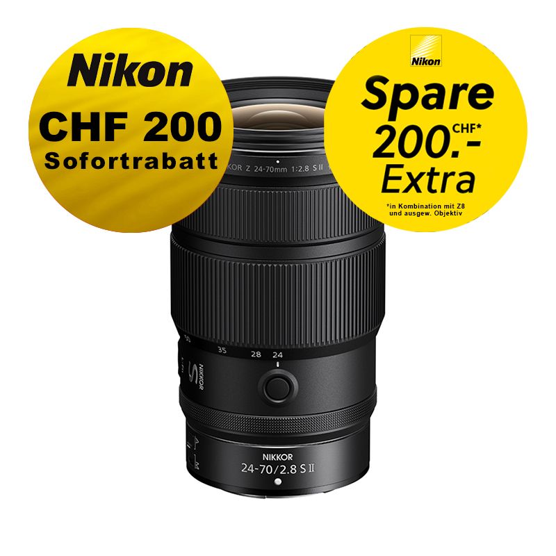 Nikon Z 24-70mm 2.8 S II - ''Swiss Garantie'' - inkl. CHF 200 Sofortrabatt + CHF 200 Kombirabatt