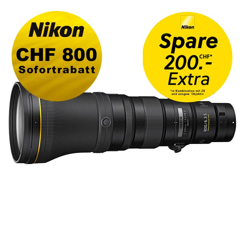 Nikon Z 800mm 6.3 VR S - ''Swiss Garantie'' - inkl. CHF 800 Sofortrabatt + CHF 200 Kombirabatt