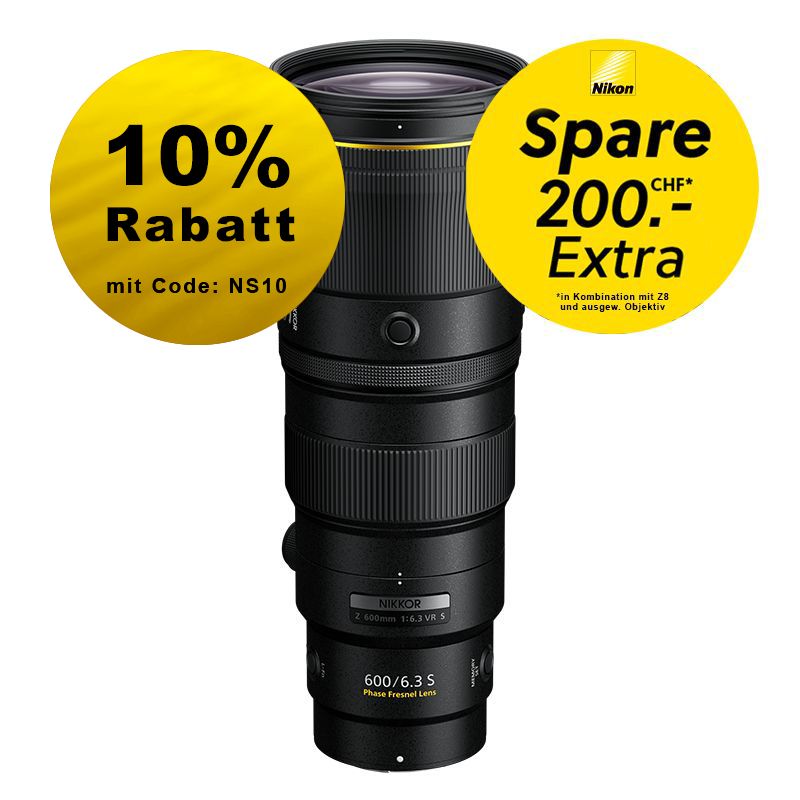 Nikon Z 600mm 6.3 VR S - ''Swiss Garantie'' - CHF 200 Kombirabatt Nikon Z 600mm 6.3 VR S - ''Swiss Garantie'' - CHF 200 Kombirabatt