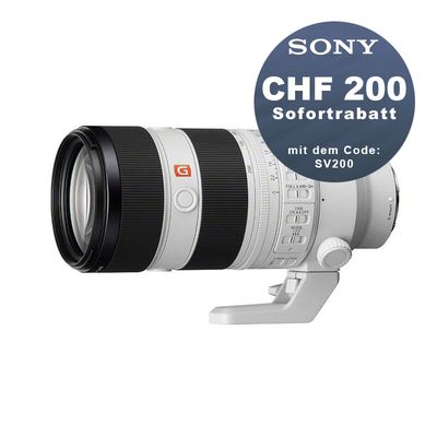 Sony FE 70-200mm 2.8 GM OSS II - ''4 Jahre Garantie'' - CHF 200 Rabatt mit Code SV200 Sony FE 70-200mm 2.8 GM OSS II - ''4 Jahre Garantie'' - CHF 200 Rabatt mit Code SV200
