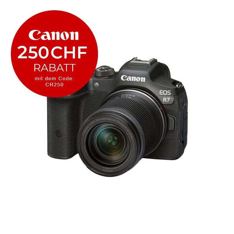 Canon EOS R7 Kit mit 18-150mm 3.5-6.3 - CHF 250 Rabatt mit Code CR250
